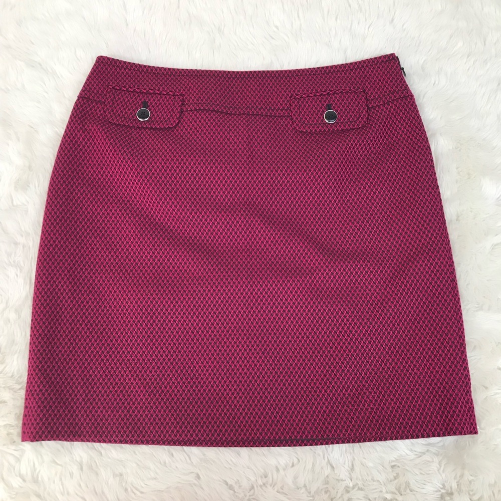 LOFT Ann Taylor Pink Black Mini Pencil Skirt Size 6 Career Office Short Classic